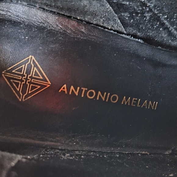 Antonio Melani Black Octavien Leather Preppy Detail On Heel Ankle Boots Size 6 - Picture 10 of 12